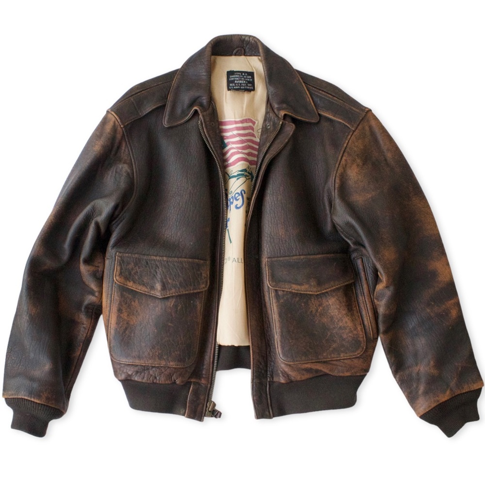 Vintage Avirex Brown Leather Flight Bomber Jacket Men’s Medium Type A-2